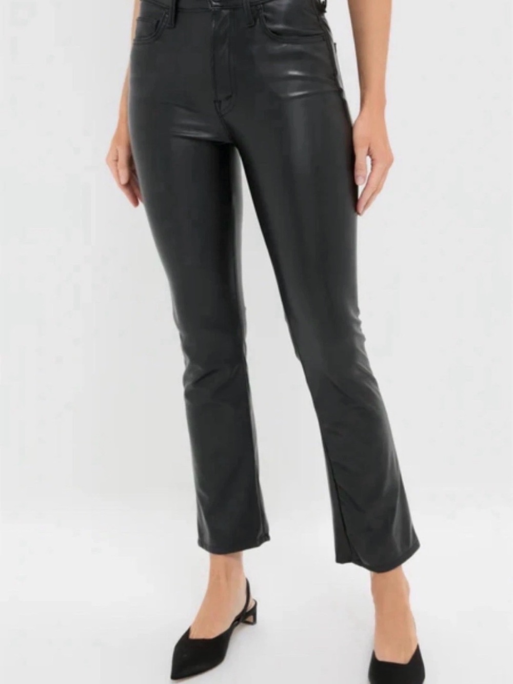 Mother Denim The Insider Ankle Black Faux Leather Wax On Wax Off Jeans size 29